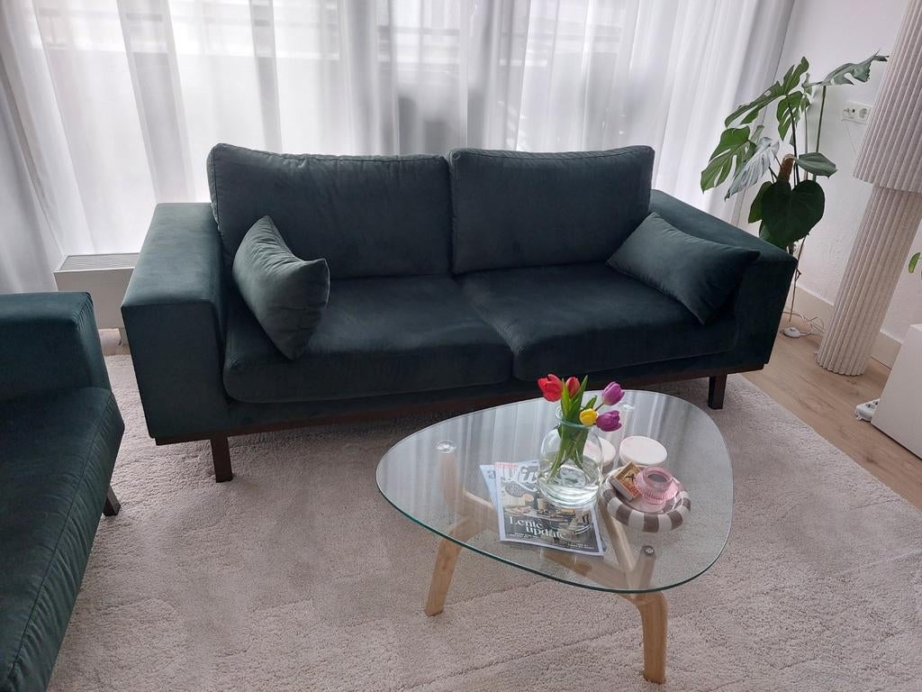 Donkergroene Torino bank en loveseat set van Wehkamp, Ophalen, Gebruikt, Overige maten, 150 tot 200 cm