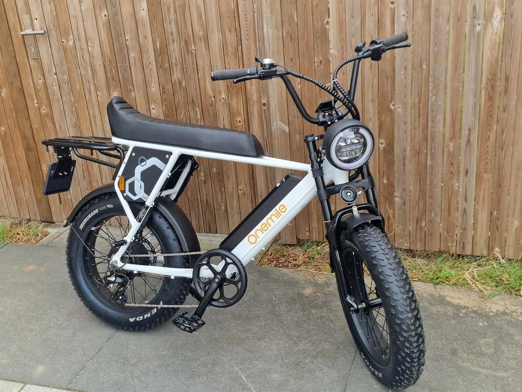 Onemile Scrambler fatbike/speedpedelec, geel kenteken, zgan, Ophalen, Zo goed als nieuw, 30 tot 50 km per accu, Overige merken