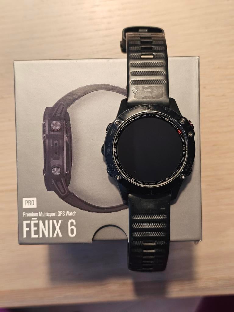 Garmin Fenix 6 pro - zeer goede staat, Sieraden, Tassen en Uiterlijk, Sporthorloges, Ophalen of Verzenden, Gebruikt, Zwart, Android