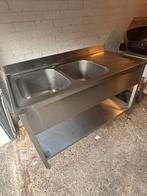 Horeca rvs 2 spoelbakken spoeltafel aanrecht keukenblok, Huis en Inrichting, Keuken | Keukenelementen, Ophalen of Verzenden, Zo goed als nieuw