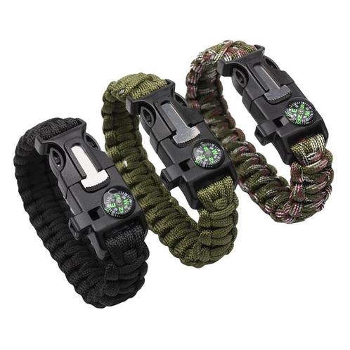 Paracord survival polsband (26 cm) in zwart, groen of camo, Verzamelen, Militaria | Algemeen, Overige soorten, Overige typen, Overige gebieden