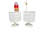 Twee unieke vintage space age nachtkastjes op tulpvoet jr 70, Huis en Inrichting, Slaapkamer | Nachtkastjes, Ophalen, Gebruikt
