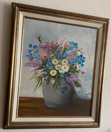Bloemen in Vaas - Olieverfschilderij beschikbaar voor biedingen