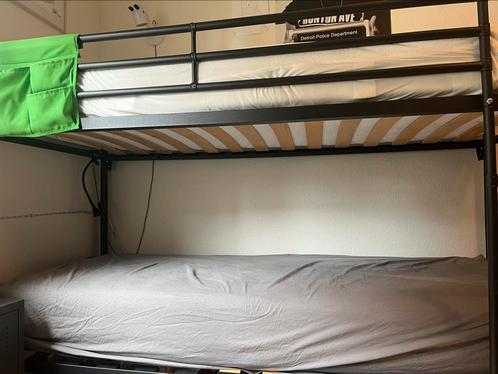 Stoer metalen stapelbed te koop, Huis en Inrichting, Slaapkamer | Stapelbedden en Hoogslapers, Zo goed als nieuw, Stapelbed, 90 cm