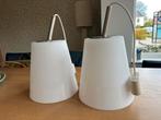 2 Hanglampen met glazen kap,  BASISK IKEA, Ophalen, Gebruikt, Wit, Rond