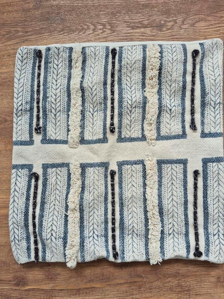 Vijf decoratieve kussens met vulling, Huis en Inrichting, Woonaccessoires | Kussens, Gebruikt, Blauw, Rechthoekig, Ophalen of Verzenden