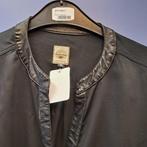 L' Argentina zwarte blouse + logo's & pu leren rand S 44739, Kleding | Dames, Blouses en Tunieken, ., Zwart, Ophalen of Verzenden