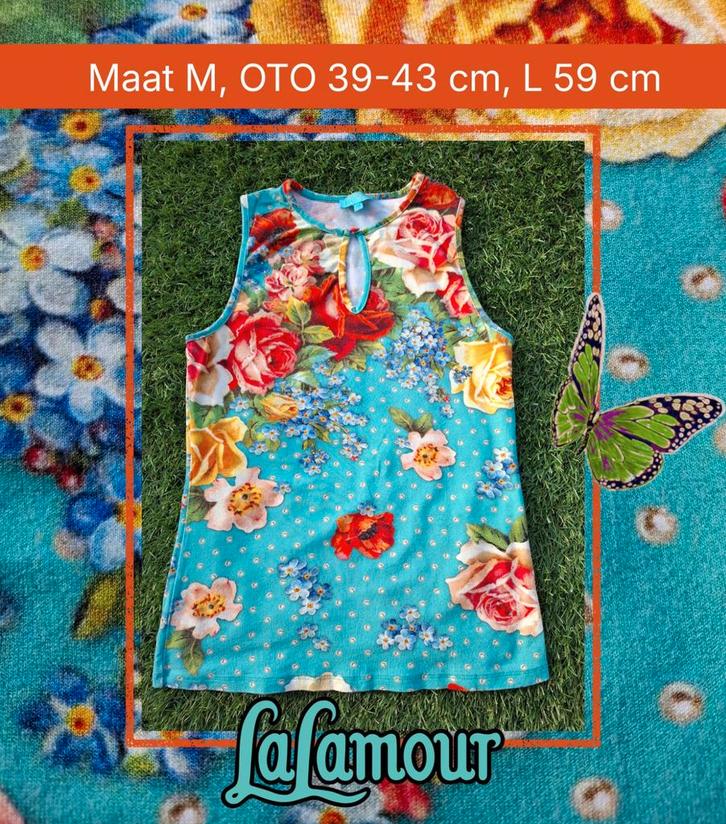 Lalamour keyhole top in aquablauw, maat M, Kleding | Dames, Tops, Zo goed als nieuw, Maat 38/40 (M), Blauw, Zonder mouw, Verzenden