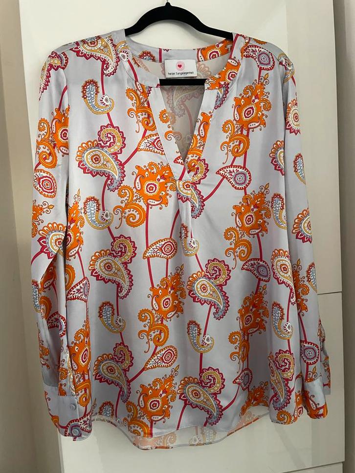 Herzen's Angelegenheit Zijden Blouse - Maat 42, Kleding | Dames, Blouses en Tunieken, Zo goed als nieuw, Maat 42/44 (L), Grijs