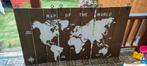 3 delig houten decoratie panelen Map of the world, Huis en Inrichting, Ophalen, Gebruikt