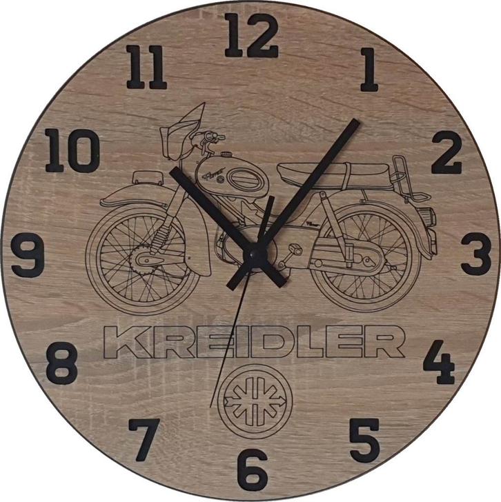Themaklok met een Kreidler Florett eitank brommer als thema, Huis en Inrichting, Woonaccessoires | Klokken, Nieuw, Wandklok, Ophalen of Verzenden