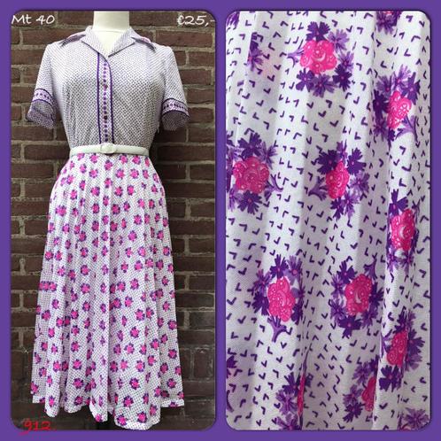 912. Vintage jurk mt 40, Kleding | Dames, Jurken, Gedragen, Maat 38/40 (M), Roze, Ophalen of Verzenden