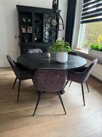 5 grijze eetkamerstoelen, Huis en Inrichting, Stoelen, Ophalen, Gebruikt, Vijf, Zes of meer stoelen, Stof