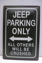 JEEP SUV AUTO PARKING BORD ONLY JEEP PARKING, Ophalen of Verzenden, Nieuw