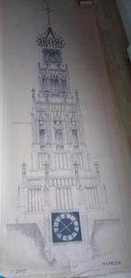 Groot formaat , copie bouwtekening van de Bavo kerk Haarlem., Antiek en Kunst, Ophalen