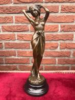 prachtig bronzen kwaliteitsbeeld, art-nouveau dame/nimf, Ophalen of Verzenden