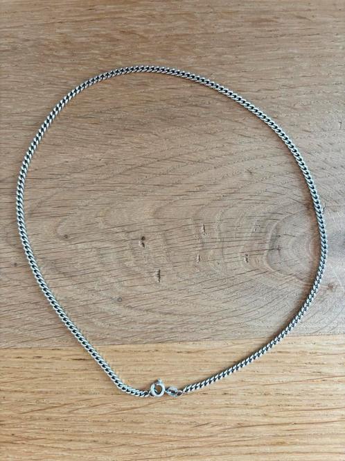 Zilveren 3mm fijne gourmetschakel ketting | 47 cm, Sieraden, Tassen en Uiterlijk, Kettingen, Zo goed als nieuw, Zilver, Zilver