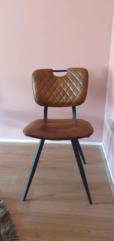 Eettafelstoel, Huis en Inrichting, Stoelen, Zo goed als nieuw, Eén, Metaal, Stof, Bruin, Ophalen