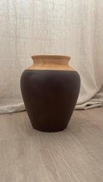 Japandi vaas - bloempot bruin, Minder dan 50 cm, Ophalen of Verzenden, Zo goed als nieuw, Aardewerk of Porselein