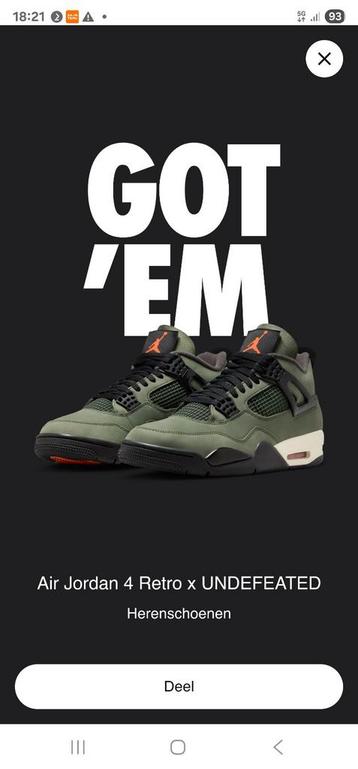 Jordan 4 Retro OG SP Undefeated 2025 maat 39 beschikbaar voor biedingen