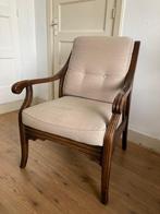Brown/white armchair / fauteuil wit/bruin, Ophalen, Hout, Gebruikt, Minder dan 75 cm
