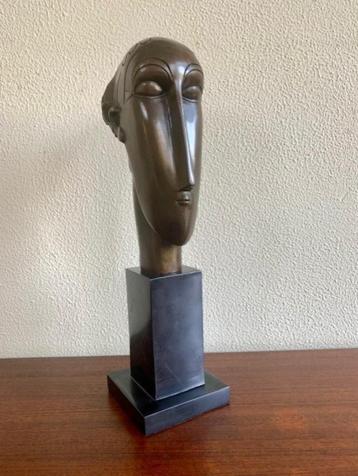 Bronzen Beeld (naar) Modigliani Tête de Femme Hoofd Vrouw beschikbaar voor biedingen