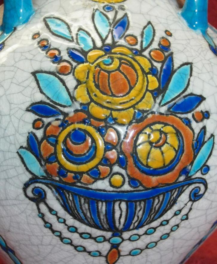 Boch Frs Keramis, décor Catteau, émaux - art deco., Antiek en Kunst, Antiek | Vazen, Ophalen