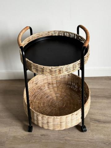 IKEA LUBBAN trolley table with storage in rattan /anthracite beschikbaar voor biedingen