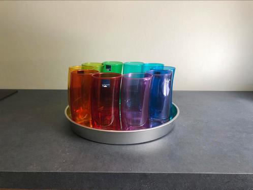 Set 10 st gekleurde “scheve”  glazen Leonardo Swing, Huis en Inrichting, Keuken | Servies, Gebruikt, Glas of Glazen, Overige stijlen