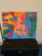 Kunst kleurrijk schilderij/doek Fantasy Onderwatervrouw, Antiek en Kunst, Ophalen