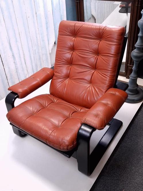 Vintage Coja fauteuil  1968 Coja, Huis en Inrichting, Fauteuils, Zo goed als nieuw, Hout, Leer, 50 tot 75 cm, Minder dan 75 cm