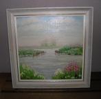 Een olieverf schilderij Giethoorn uitzicht over het water, Ophalen of Verzenden