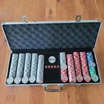 Zeer luxe pokerset met 500 poker fiches met waardeopdruk!, Een of twee spelers, Ophalen of Verzenden, Zo goed als nieuw