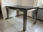 Eettafel met rvs onderstel., Huis en Inrichting, Ophalen, 100 tot 150 cm, 50 tot 100 cm, Zo goed als nieuw