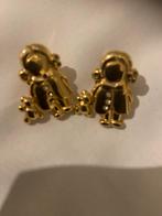 Gouden Meisje met Teddybeer Oorbellen, Met kristal, Gebruikt, Ophalen of Verzenden, Knopjes of Stekers