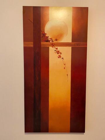 Mooi schilderij canvas rood geel beschikbaar voor biedingen