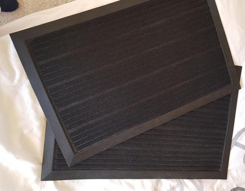 2 zwarte droogloopmatten, per stuk, Tuin en Terras, Deurmatten, Zo goed als nieuw, Rubber, Binnen, Ophalen