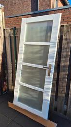 Te koop witte opdekdeur met melkglas, Ophalen, Gebruikt, 80 tot 100 cm, Binnendeur