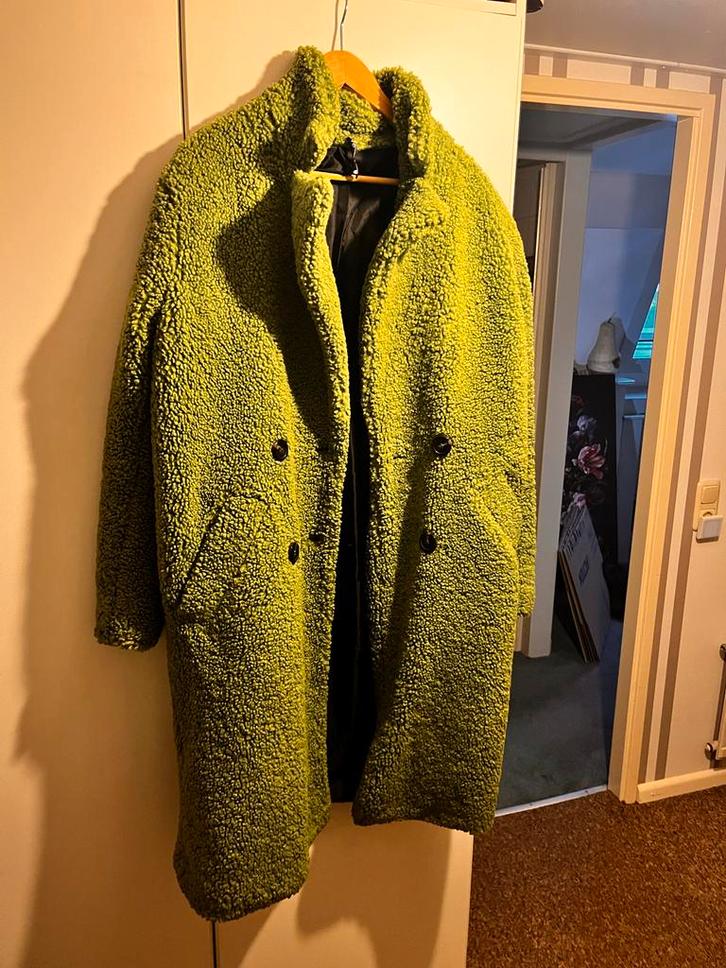 Groene Norah Teddy Coat - Maat 42, Kleding | Dames, Jassen | Winter, Zo goed als nieuw, Maat 42/44 (L), Groen, Ophalen