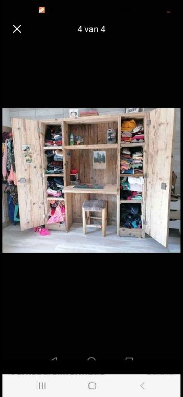 Kleding kast steigerhout + bed of los  beschikbaar voor biedingen
