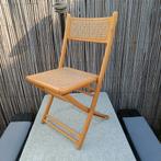 3x Vintage klapstoel rotan webbing hout frame jaren 80, Gebruikt, Rotan, Ophalen of Verzenden, Nvt