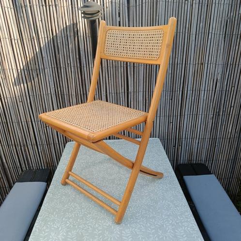 3x Vintage klapstoel rotan webbing hout frame jaren 80, Tuin en Terras, Tuinstoelen, Gebruikt, Rotan, Inklapbaar, Ophalen of Verzenden