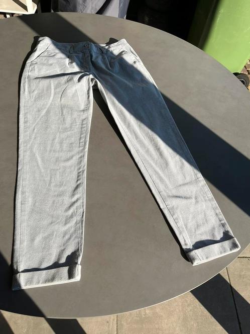 Grijs/witte La Ligna pantalon, maat 42, Kleding | Dames, Broeken en Pantalons, Zo goed als nieuw, Maat 42/44 (L), Grijs, Lang