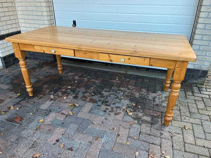 Houten Eettafel met Lades, Huis en Inrichting, Tafels | Eettafels, Gebruikt, 100 tot 150 cm, 150 tot 200 cm, Vier personen, Rechthoekig