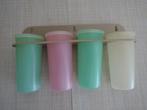 Vier Tupperware bekers met wandrekje, Huis en Inrichting, Keuken | Tupperware, Ophalen of Verzenden, Zo goed als nieuw, Beker of Kan