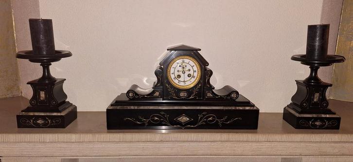 Antieke pendule met kandelaars, Antiek en Kunst, Antiek | Klokken, Ophalen