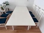 Wit Eettafel met 6 stoel te koop, Huis en Inrichting, Tafels | Eettafels, Ophalen, Gebruikt, 200 cm of meer, 50 tot 100 cm
