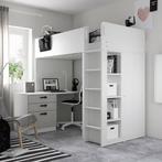 IKEA smastad Kleur wit met berken Stapelbed hoogslaper, Ophalen, Zo goed als nieuw, Stapelbed