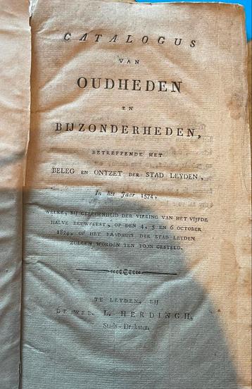 Catalogus Oudheden Leiden 1824 beschikbaar voor biedingen