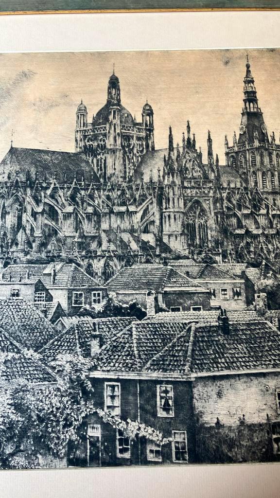 Willem van Leusden ets Sint Jan Den Bosch, Antiek en Kunst, Kunst | Etsen en Gravures, Ophalen of Verzenden
